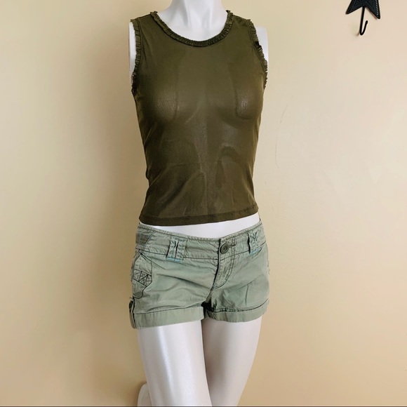 2/$20 Kenneth Cole Sheer Olive Green Tank Top - Picture 5 of 13